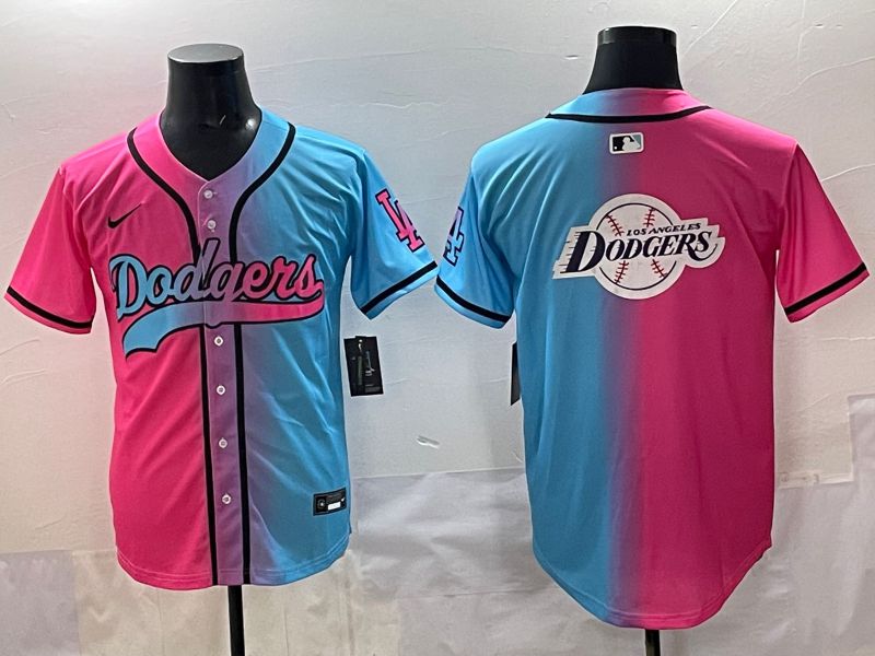 Men 2025 Los Angeles Dodgers Blank Blue pink Game Nike MLB Jersey style 0019->los angeles dodgers->MLB Jersey